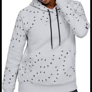 Womens Under Armour logo all over Rival Fleece light gray hoodie size XXL